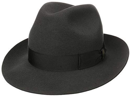 Borsalino Marengo Fur Felt Bogart Hat Women/Men Dark Grey 6 7/8