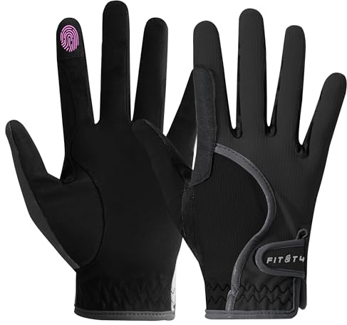 FitsT4 Sports Guanti da equitazione per bambini, estivi, traspiranti, antiscivolo, per equitazione, ragazzi con design touch screen, per equitazione e sport