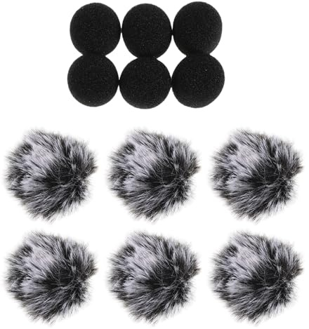 TOYANDONA Copertura Antivento per Microfono Lavalier 12 Pezzi Set Paravento Piccolo in Spugna e Peloso Protezione Antivento per Microfono a Bavero Accessori Portatili per Registrazioni e