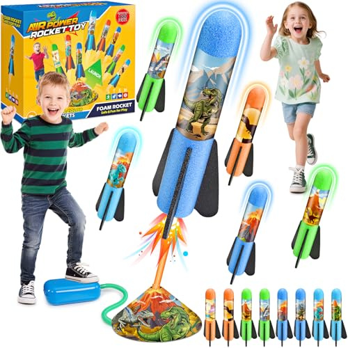 Anginne 8pcs Dinosauri Razzo Spaziale Giocattolo, 3-10 Anni Giochi da Esterno Regalo Bambino Maschio Regali di Pasqua Giochi Bimbo 4 5 6 7 8 Anni Maschio