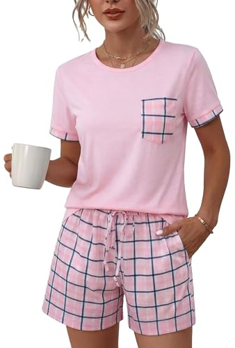 Aseniza Women's Pyjamas Sets Short Sleeve Ladies Cotton Loungewear