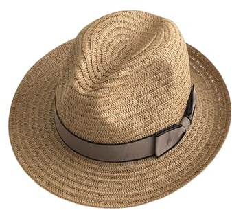 Solhattar, stråhatt, strandhatt, hatt for kvinnor Panama Fedora med bred brätte, rullhatt