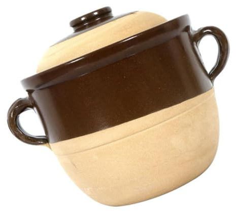 Toyvian Olla de Barro 2l Doble Asa para Guisar, Cazuela Tradicional para Cocina Casera, Utensilio Resistente al Calor, Adecuado para Preparar Guisos y Platos Calientes
