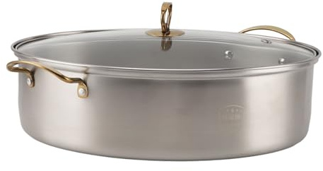 Fydun 304 Less Pentola Ovale per Pesce in Acciaio con Griglia - Pentole Multifunzionali per Cuocere a Vapore Frutti di Mare, Verdure e Altro Ancora