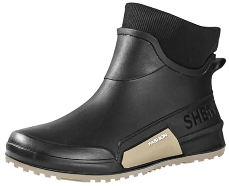 Stivali invernali da donna, imbottiti, stivaletti da pioggia da donna, caldi, alla moda, stivaletti antiscivolo e comodi stivaletti impermeabili, stivaletti per pesca all'aperto e giardino, Nero , 36