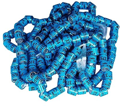 FytStycale 100 Bagues pour Pigeons 2024, Anneaux de Patte en Aluminium, Accessoires D'identification, Diamètre Intérieur 1 Cm, Hauteur 1,1 Cm, Anneau D'e, Bleu