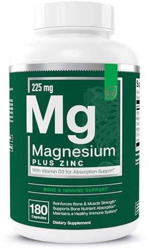 Essential Elements Magnesium Plus Zinc with Vitamin D3 | Scientifically Formulated Heart, Bone & Muscle Support | 225mg Triple-Strength Magnesium Complex with Glycinate, Malate, Citrate | 180 Count