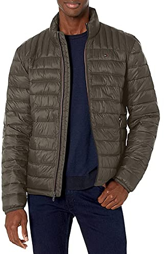 Tommy Hilfiger Men's Ultra Loft Lightweight Packable Puffer Jacket (Standard and Big & Tall), Olive, Medium