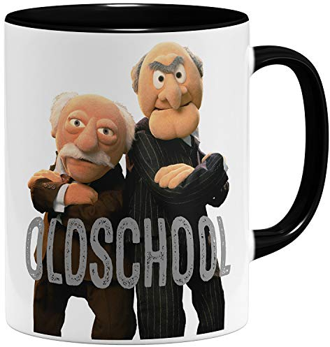 OM3® - Oldschool - Tasse | Keramik Becher | 11oz 325ml | Beidseitig Bedruckt | Schwarz