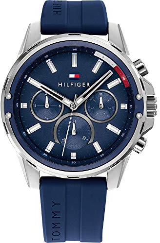 Tommy Hilfiger Multi Zifferblatt Quarz Uhr für Herren mit Blaues Silikonarmband - 1791791