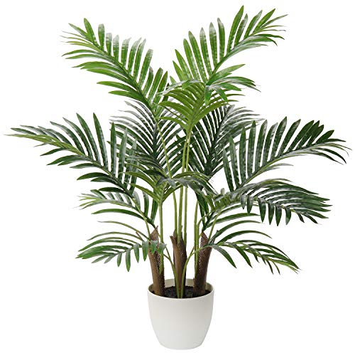 Briful Kunstpalme Künstliche Pflanzen Palme Kunstbaum Kunstpflanze Groß Zimmerpflanzen Tropische Deko für Schlafzimmer Wohnzimmer Haus Büro, 70CM