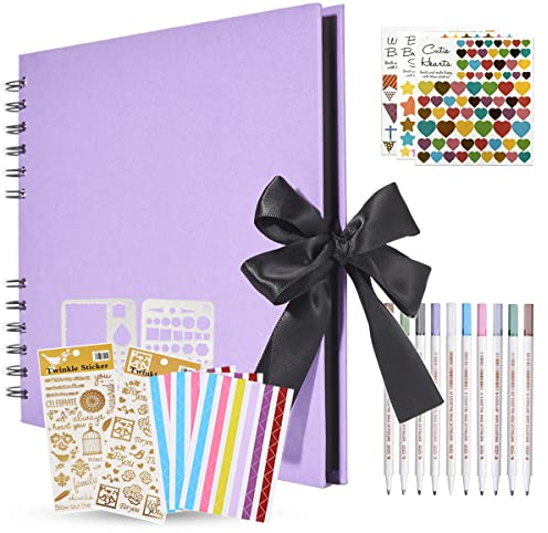 KASZOO Fotoalbum, Fotoalbum zum Selbstgestalten, DIY Fotobuch 80 Seiten, Kann als Abschluss Geschenk, Geburtstagsgeschenk, Hochzeitstagsgeschenk, Valentinstagsgeschenk und mehr verwendet werden, lila