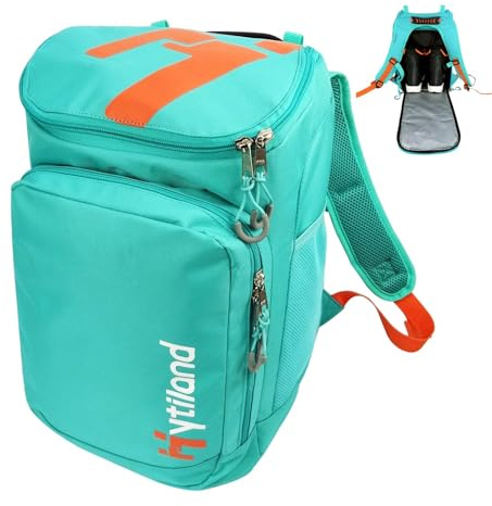 Hytiland Ski Boot Bag, 32L Ski and Snowboard Boot Travel Backpack, Boots Bag for Ski Helmet Goggles Snowsuits of Women and Youth,C Mint Green