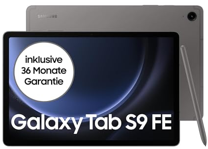 Samsung Galaxy Tab S9 FE Android-Tablet, 27,7 cm / 10,9 Zoll Display, 128 GB Speicher, Mit Stift (S Pen), Lange Akkulaufzeit, WiFi, Grau, Inkl. 36 Monate Herstellergarantie [Exklusiv bei Amazon]