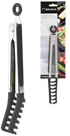 Galicja PRACTICO Nudelzange – Nudelzange Edelstahl – Spaghettizange – Spaghettizange Nudelzange Edelstahl – Küchenzange Edelstahl – Kochzange Silikon & Edelstahl