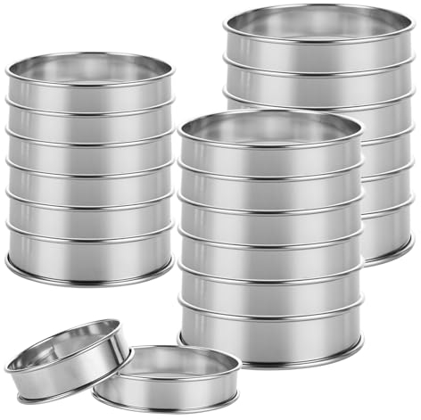 MUXHEL 20PCS Crumpet Rings 8+10 cm Non Stick Tart Rings Double Rolled Cooking Rings Stainless Steel Cake Ring English Muffin Rings for Cookie Homemade Crumpets Muffins Pancake Rings