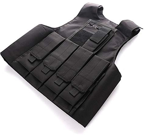 Lazyspace Taktisk väst för barn, multifunktionell taktisk militär armé nylon stridsväst för utomhusträning cykling camping jakt fiske Airsoft krigsspel, Svart, S