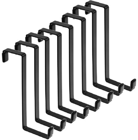 8 Pack Over Door Hook, Over The Door Hanger Heavy-Duty Coat Hooks for Bedroom, Bathroom, Kitchen, Wardrobe, Dormitory (Black)