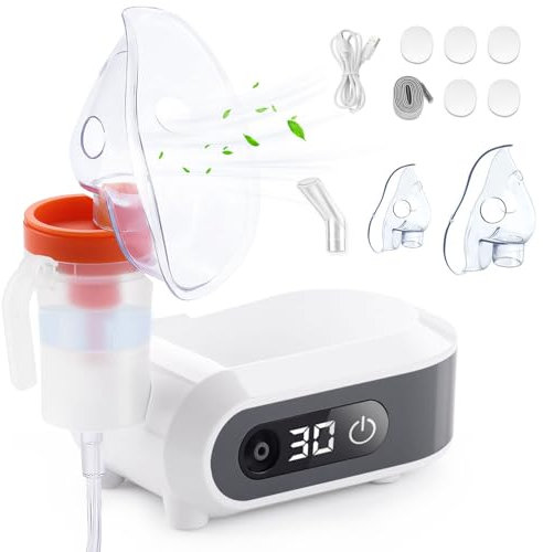 Wholede Aerosol Ultrasuoni Silenzioso - Nebulizzatore A Compressore, Areosol per Bambini ed Adulti con Boccaglio E Maschera, Velocità di Atomizzazione Regolabile, Funzione Timer