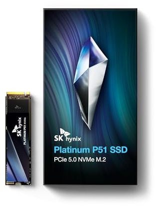 SK Hynix Platinum P51 2TB SSD PCIe 5.0 NVMe 2.0, 14.700 MB/s Schreiben Gen5 M.2 2280 Intern SSD Entwickelt für Power-User und Gamer, Kompatibel mit Laptop Desktop und Konsolen
