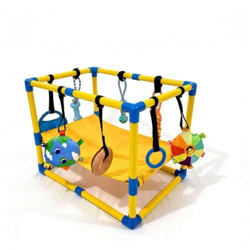 Gimnasio para cachorros, gimnasio para perros con juguetes colgantes y hamaca, área de juegos para cachorros de PVC resistente, juguetes interactivos para actividades para perros, 23, 62 × 15, 75 ×