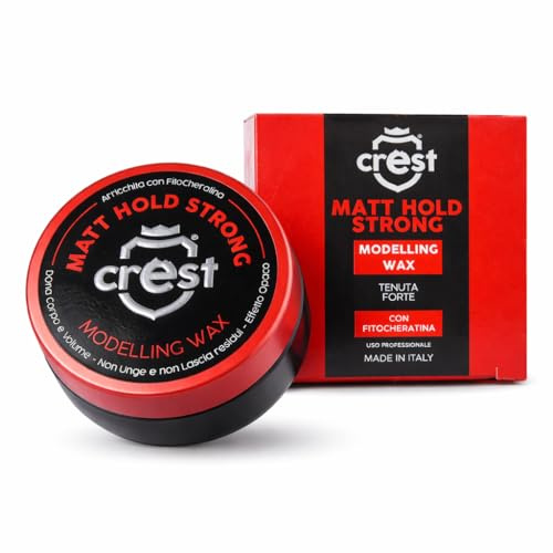 CREST - Matt Hold Strong - Cera per Capelli Uomo Opaca - Tenuta Medio Forte - Effetto Asciutto Naturale - Pasta Modellante Professionale - Styling Senza Residui - Profumata - Made in Italy