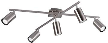 lightling modern Deckenlampe Julie, 5-flammige Deckenleuchte nickel matt Metall, drehbar und schwenkbar, Schlafzimmer Wohnzimmer Esszimmer, 5 x GU10 max. 35W, 22 x 57 x 77 cm