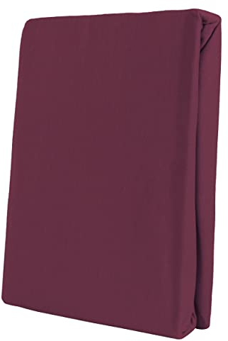 Leonado Vicent - Classic Spannbettlaken Bettlaken 100% Baumwolle Jersey Spannbetttuch in vielen Farben & Größen, Maße Spannbettlaken:140 x 200 cm - 160 x 200 cm, Farbe Spannbettlaken:Bordeaux
