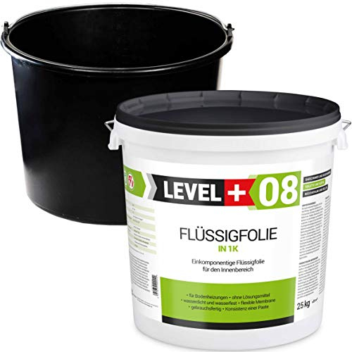 Juego de juntas de película líquida de 25 kg + cubo de mortero de PVC de 20 L para ducha, baño, cocina, masilla de sellado SET404