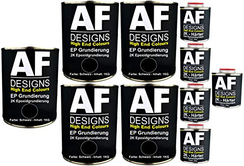 Alex Flittner Designs - Relleno de pintura epoxi (5 unidades de 1,20 kg, 2 K, rellenador EP, color negro, compatible con la pintura del coche, protección contra la corrosión