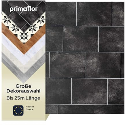 Primaflor PVC Bodenbelag Meterware - TURIN, Fliese Lido 8409, 2,00m x 1,00m, Vinyl-Boden in Fliesenoptik für Küche, Wohn- und Badezimmer, Hochwertige Auslegware, Anti-Rutsch Oberfläche