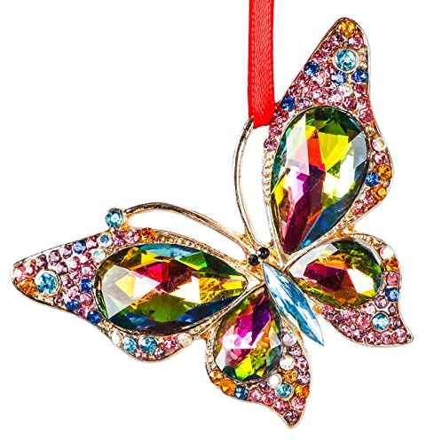 WaaHome Butterfly Christmas Ornaments 2025 - Metal Monarch Butterfly Keepsake Christmas Tree Ornaments Decorations, Colorful Butterflies Xmas Ornament Gifts for Women Girls Mom Sisters