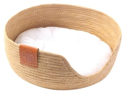 Folpus flauschiges Hundebett Katzenbett, Hundeschlafkorb, herausnehmbares Polsterkissen, kuscheliges Katzenbett, waschbare Hundematratze für Kleintiere, kleine Hunde, Welpen und Katze, 40 × 34 × 14 cm