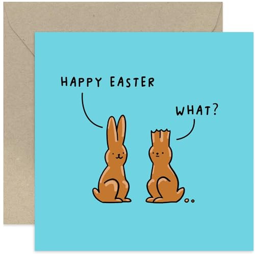 Old English Co. Funny Easter Card for Family and Friends - Cute Chocolate Bunny Rabbit Joke Easter Card for Him Her - For Husband, Wife, Mum, Dad, Son, Daughter | Blank Inside