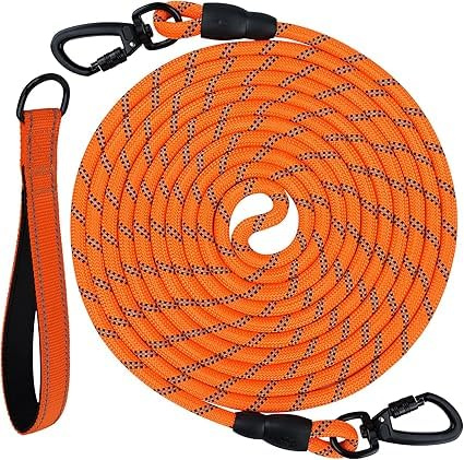 Joytale Correa Larga Perro, Correa Adiestramiento Perro 5/10 / 15/20 Metros, Cuerda para Perros, Correa Resistente para Camping Paseo (Naranja 5 Metros)