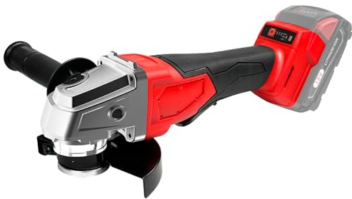 Trådlös vinkelslip kompatibel med Milwaukee M18 18 V batteri (ej batteri) batteridriven vinkelslipare, 4-1/2 tum vinkelslip (inga hjul) (röd)