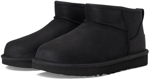 UGG Classic Ultra Mini Lthr, Stivali alla Moda Donna, Nero, 37 EU