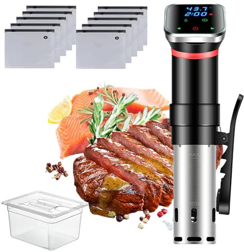 Máquina Sous Vide de 1100 W, Cocina Sous Vide con Tanque de Agua de 11 l, Bomba extractora de Bolsa sellada y Clip, circulador de inmersión de Cocina de precisión de Acero Inoxidable LED, Varilla