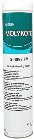 Molykote G-0052 FM White EP - Grasso per cuscinetti 380 g, grasso multiuso per contatto con gli alimenti occasionali, lubrificante meccanico per cuscinetti, catene, ingranaggi, a prova di alimenti