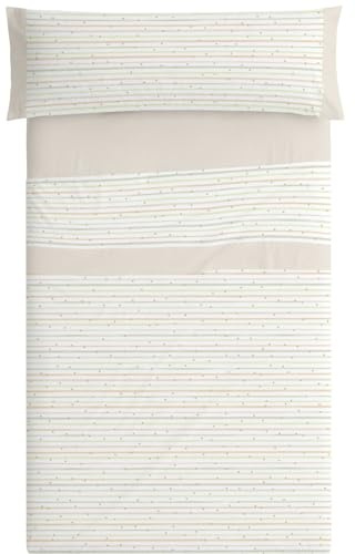 Burrito Blanco | Juego de sábanas Infantiles | Cama de 90cm. (+Medidas Disponibles) | Diseño 181 | Color Beige (90x190/200cm.)