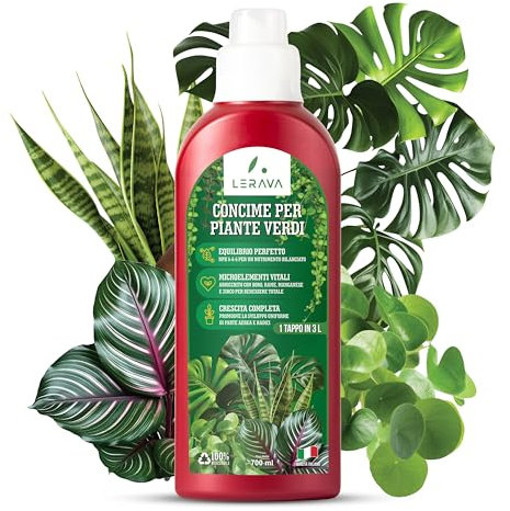 LERAVA Engrais Plantes Vertes Intérieur (4x700ml) - Engrais Liquide Universel - Nourrit et Renforce les Plantes Vertes d’Intérieur - Croissance et Vitalité Optimales - Idéal Monstera, Ficus, Pothos