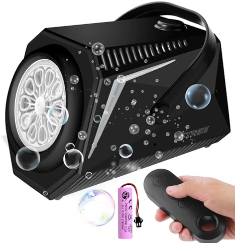 Rechargeable Bubble Machine with Remote - Bubble Machine for Kids with Rechargeable Battery & LED, 15000+ Bubbles/min for Outdoor Garden Wedding Party, Leak-proof Electric Bubble Makers for Kids