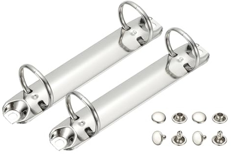 PATIKIL B7 2 Hole Ring Binder Mechanisms, 2 Set 0.8 O Ring Replacement Binder Planner Loose Leaf Binding Spines for Organizers DIY Fill Paper Storage Folder Accessories, 25mm Silver Tone