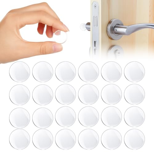 Vicloon Butée de Porte Transparent Adhésive, 24PCS Butoirs de Porte en Silicone, 20 X 5 mm Protections Murales de Poignées de Portes, pour Placards, Cuisine, Salle de Bain, Chambre, Bureau