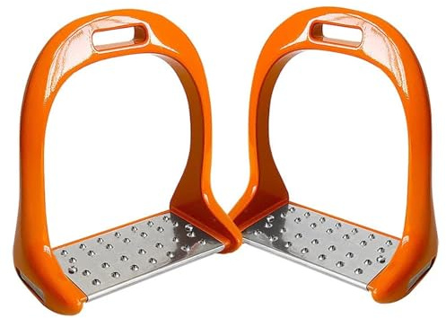 CYMMIYT säkerhetsstigbygel 1 par stirrup häst ridningsutrustning rostfritt stål legering aluminiumlegering tjock non-slip equestrian för saddle pedal (orange)