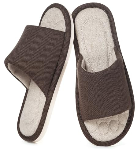 Zapatillas Casa Mujer Hombre Cómoda Espuma de Memoria Transpirable Algodón Pantuflas Punta Abierta Antideslizante Slippers Verano