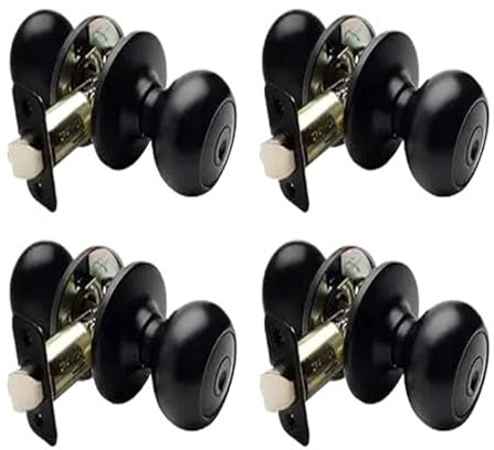 Pomos Redondos Negros For Puerta De Entrada, Sin Llave, Se Venden Individualmente, Paquete 4