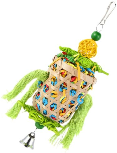 NIYANGLE Mâcher pour Perroquets Suspendu en Bois Créatif de Recherche de Nourriture pour Grands Oiseaux en Cage, Accessoire pour Perroquets Gris du Gabon et Cacatoès Couleur Aléatoire