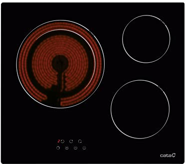 Cata | Placas Vitrocerámica | Modelo TD 6003 | 3 Zonas de Cocción High Light | Ancho de 59 cm | 9 Niveles de Potencia Regulables | Potencia Total 5,4kW | Color Negro