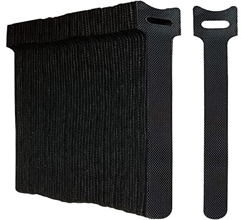 Oksdown Lot de 50 Noir Attaches de Câble Sangle Réutilisable Scratch Serre Câble Bande avec Crochet et Boucle pour la Gestion des Câbles Organisation